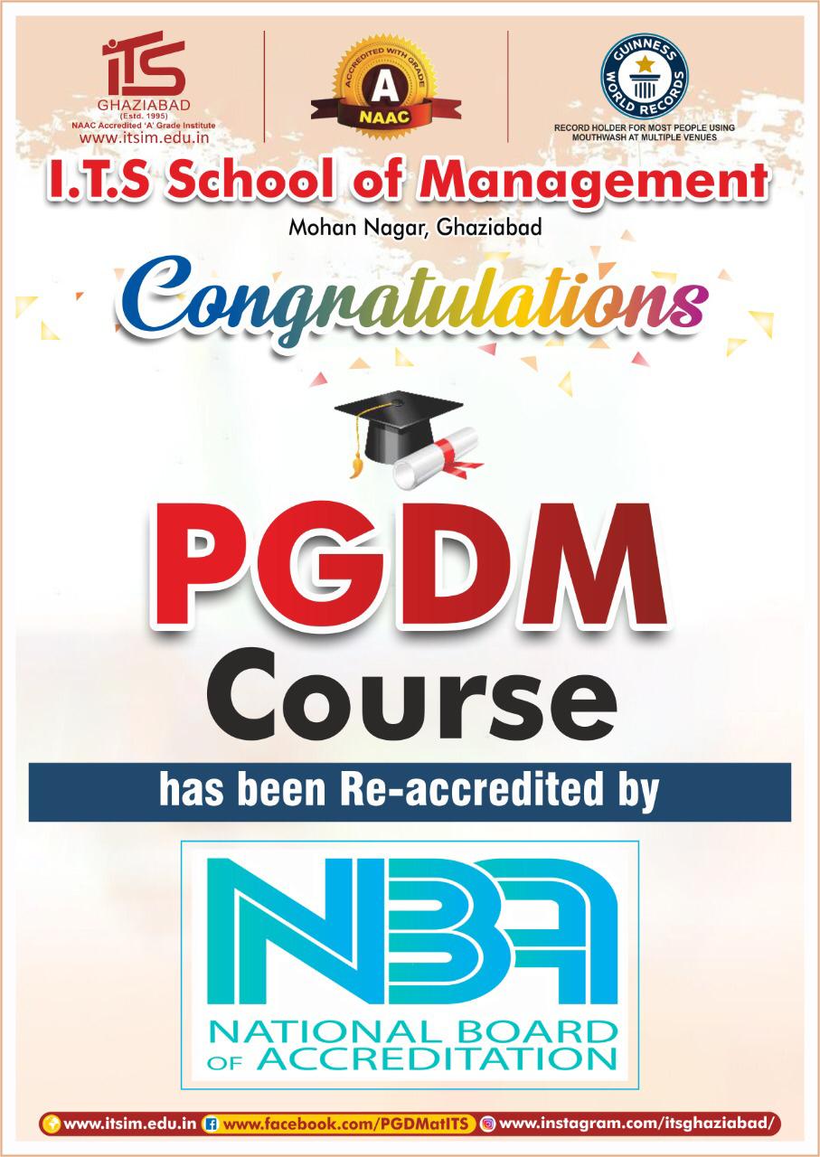 National Board of Accreditation (NBA) accreditation for PGDM Programme ITS-IM